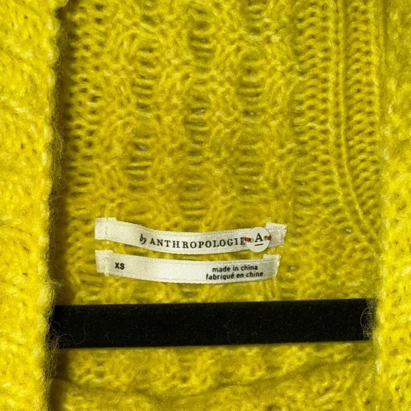 Anthropologie Bia Sweater Women's Medium Yellow Alpaca Wool Blend Cable Knit XS - Picture 9 of 12